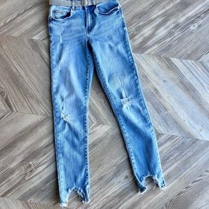 Zara Girls skinny jeans with rhinestone belt sz 10